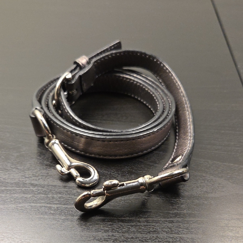 Coach Pewter Metallic Leather Bag Strap